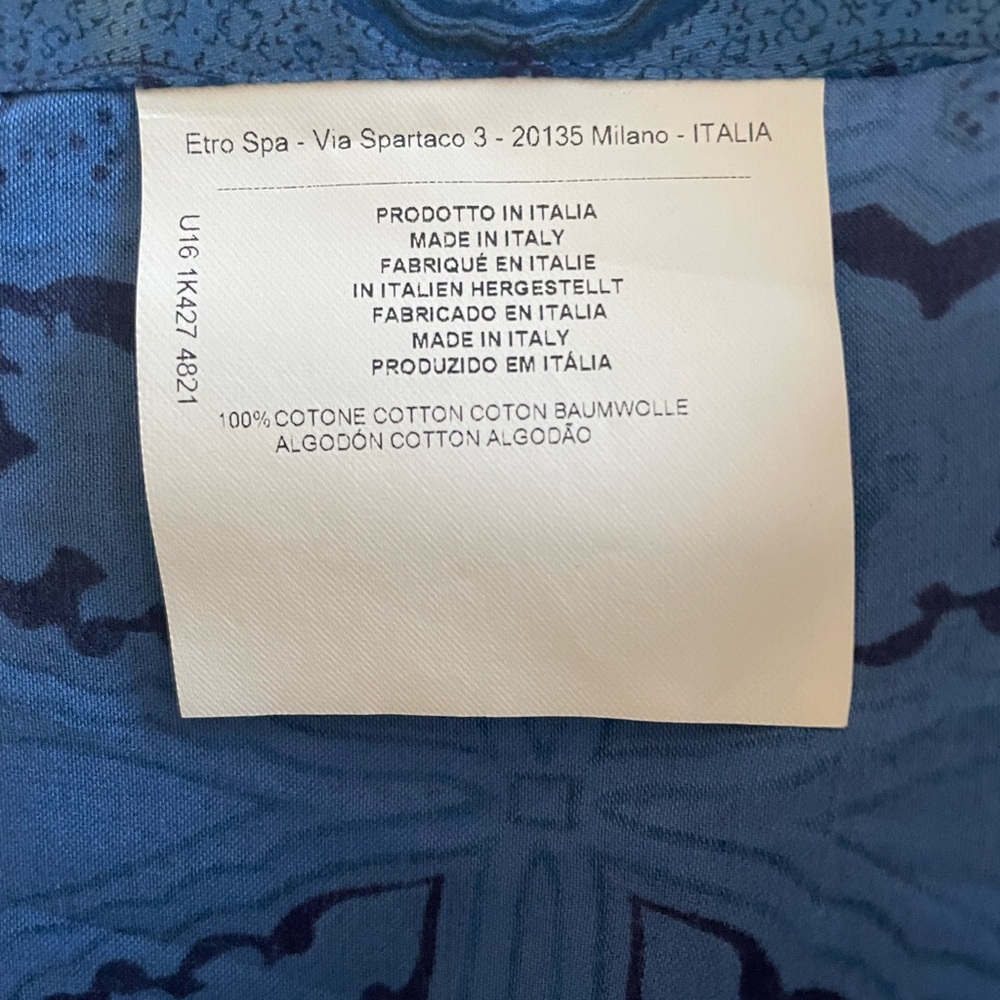NWT ETRO Milano  Floral Paisley Men’s Shirt. EU 44 - Picture 7 of 8
